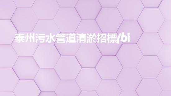 泰州污水管道清淤招標(biāo)：解鎖城市隱患，守護(hù)生態(tài)之源！